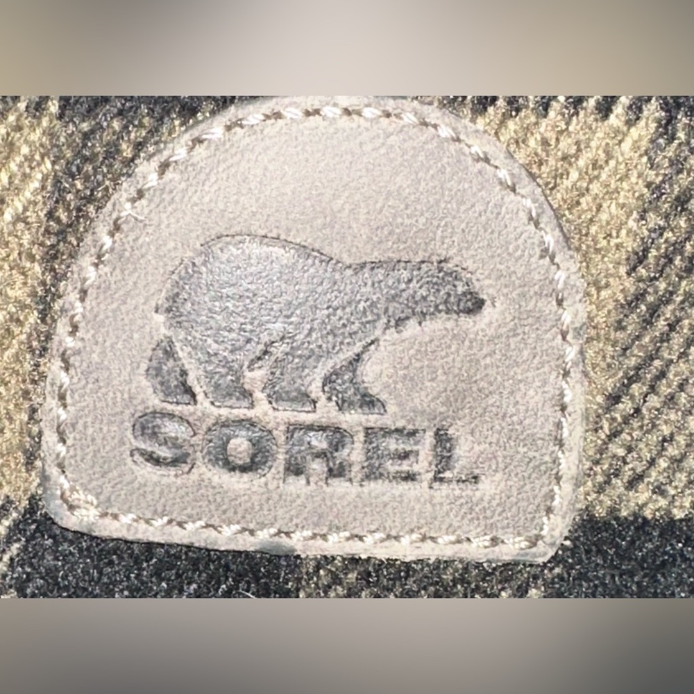 SOREL Women Green Black Buffalo Plaid Wool Leather Wedge Boot Waterproof Size 9 - Picture 13 of 13